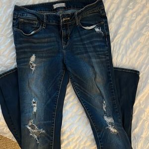 Boot cut ripped jeans